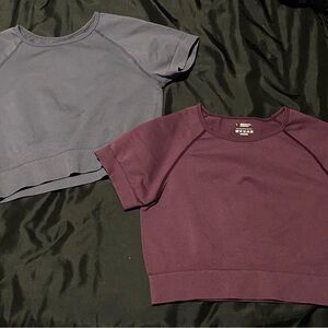 Set of Two Cropped Tops in Purple and Gray